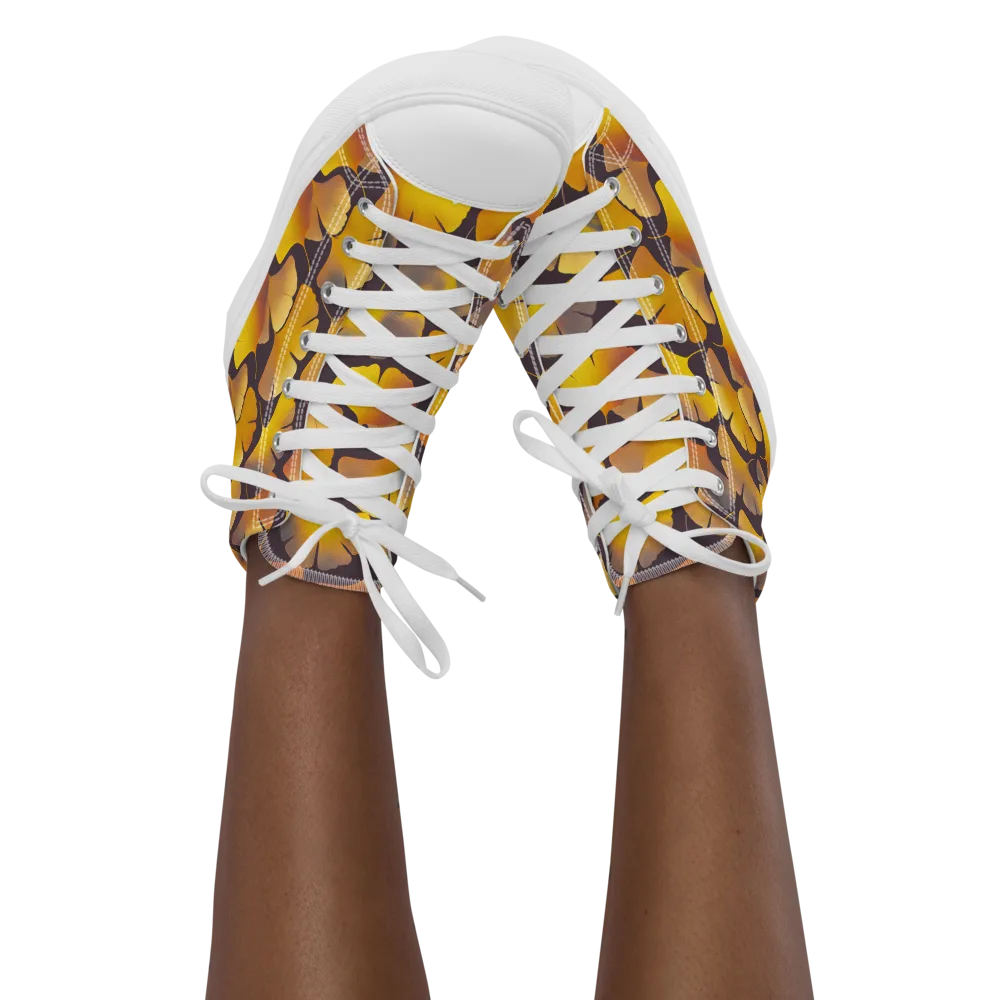 Gilded Ginkgo on Women's High Top Canvas Shoes — Front