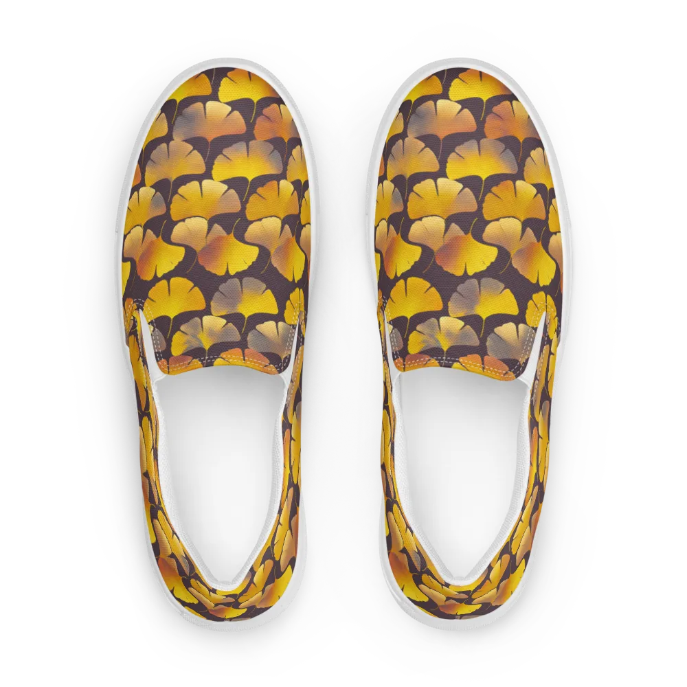 Gilded Ginkgo on Men's Slip-On Canvas Shoes — Front