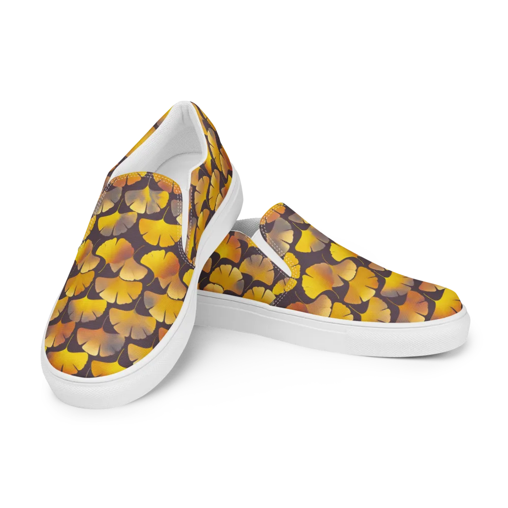 Gilded Ginkgo on Men's Slip-On Canvas Shoes — Left Front