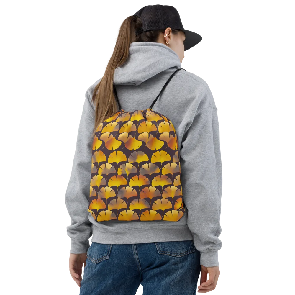 Gilded Ginkgo on Drawstring Bag — Front