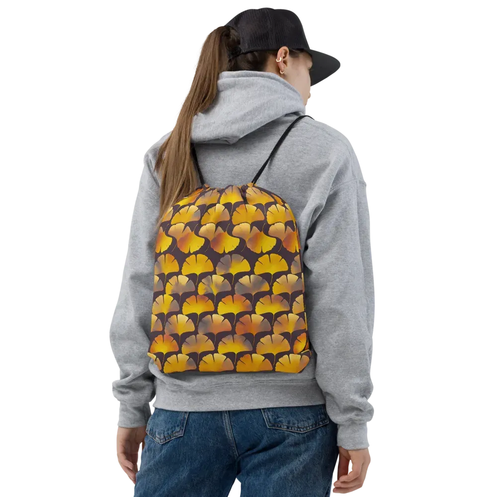 Gilded Ginkgo on Drawstring Bag — Front
