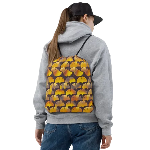 Gilded Ginkgo on a Drawstring Bag