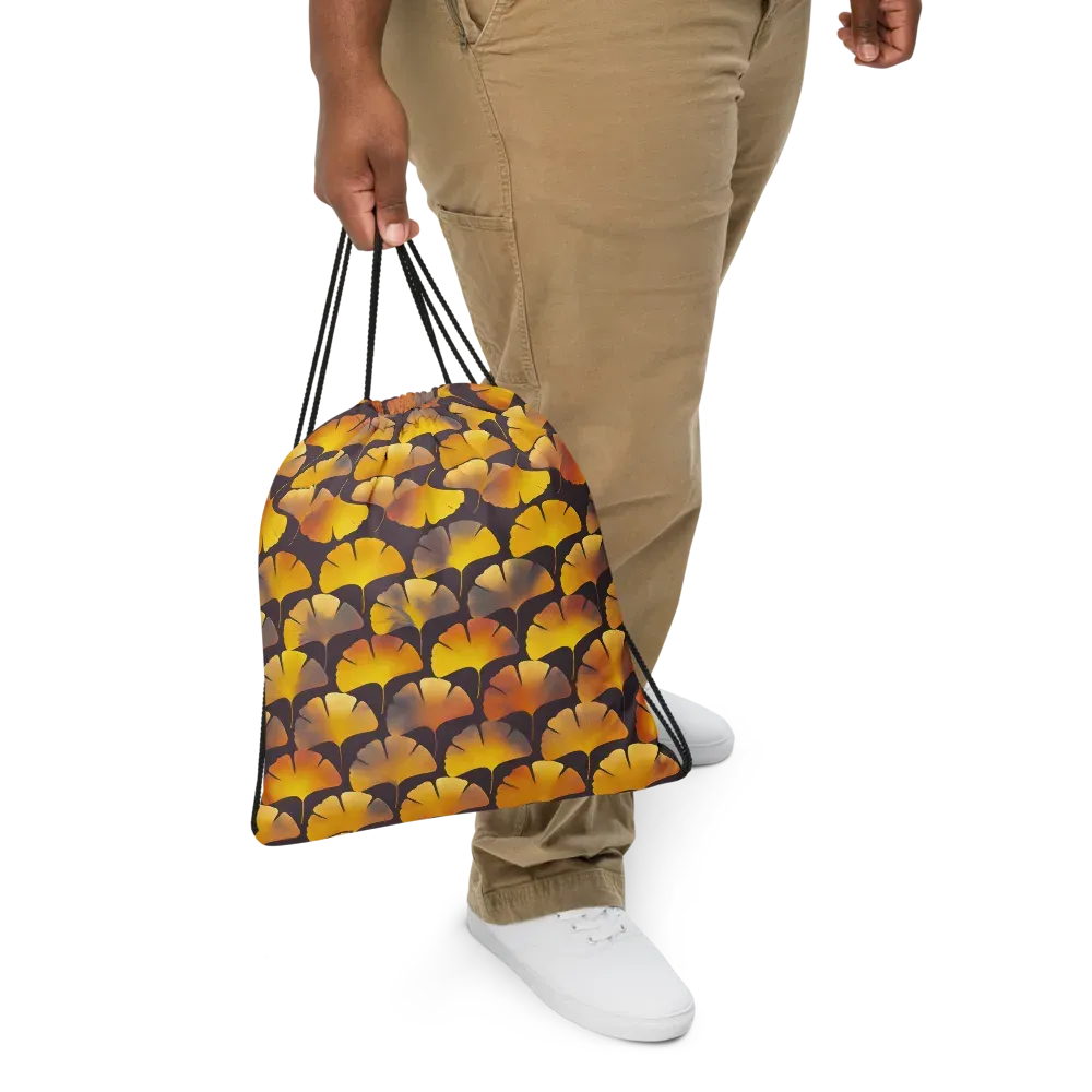 Gilded Ginkgo on Drawstring Bag — Front