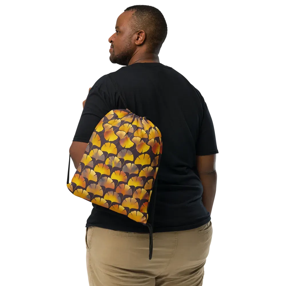 Gilded Ginkgo on Drawstring Bag — Front