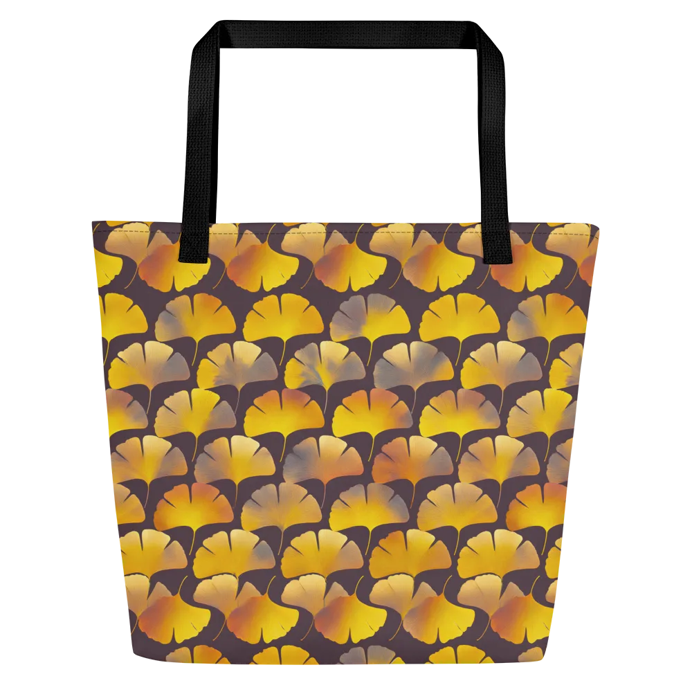 Gilded Ginkgo on Large Tote Bag W/ Pocket — Front