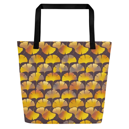 Gilded Ginkgo on a Large Tote Bag W/ Pocket