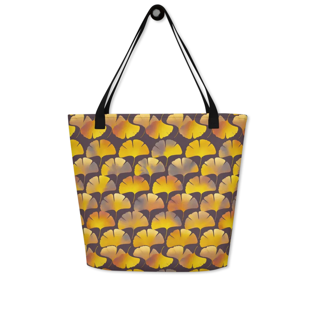 Gilded Ginkgo on Large Tote Bag W/ Pocket — Front