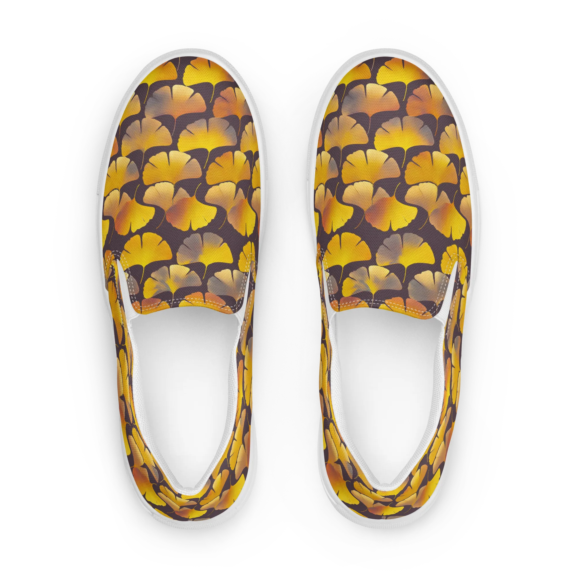 Gilded Ginkgo on Women's Slip-On Canvas Shoes — Front