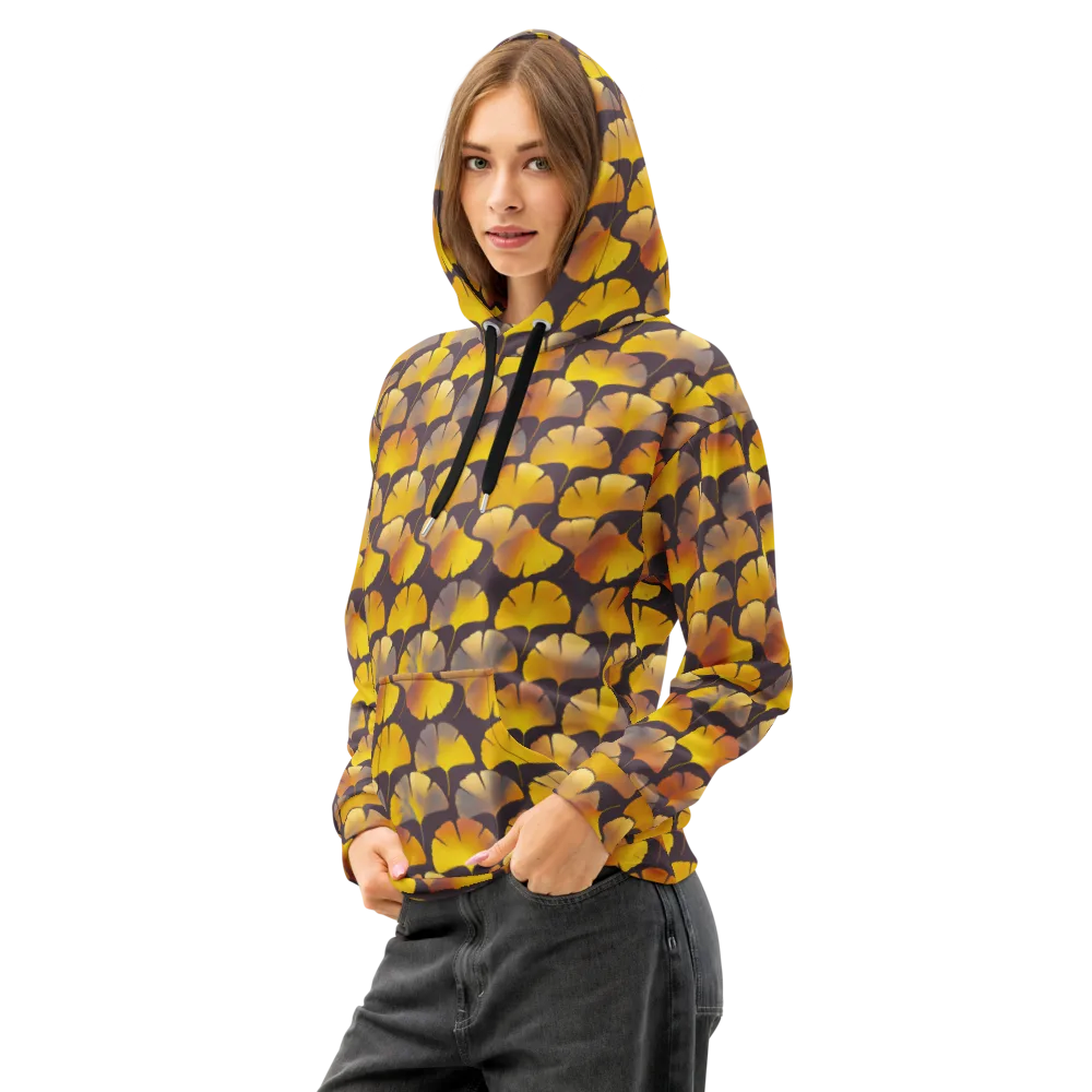 Gilded Ginkgo on Cotton Hoodie — Left Front