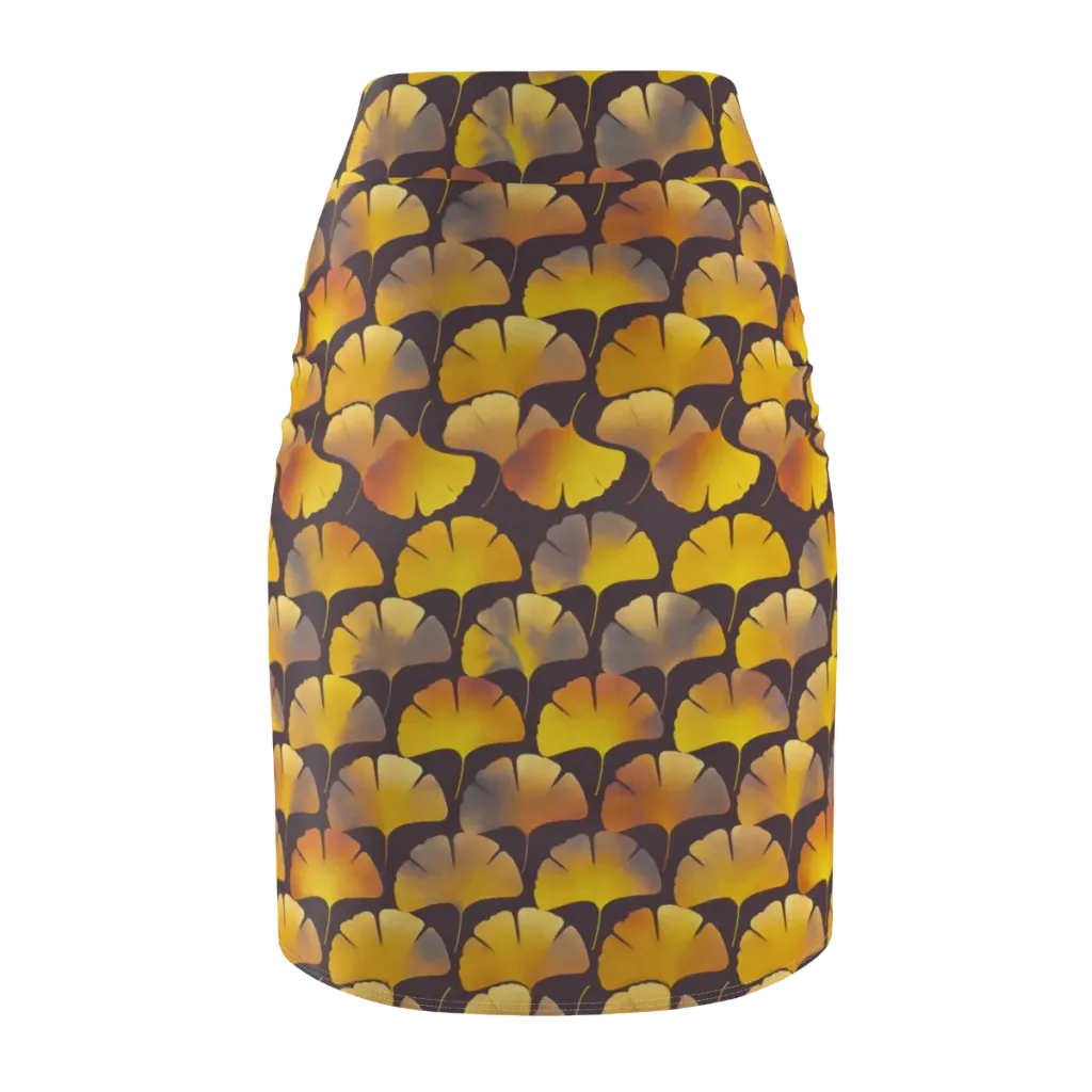 Gilded Ginkgo on Pencil Skirt — Back