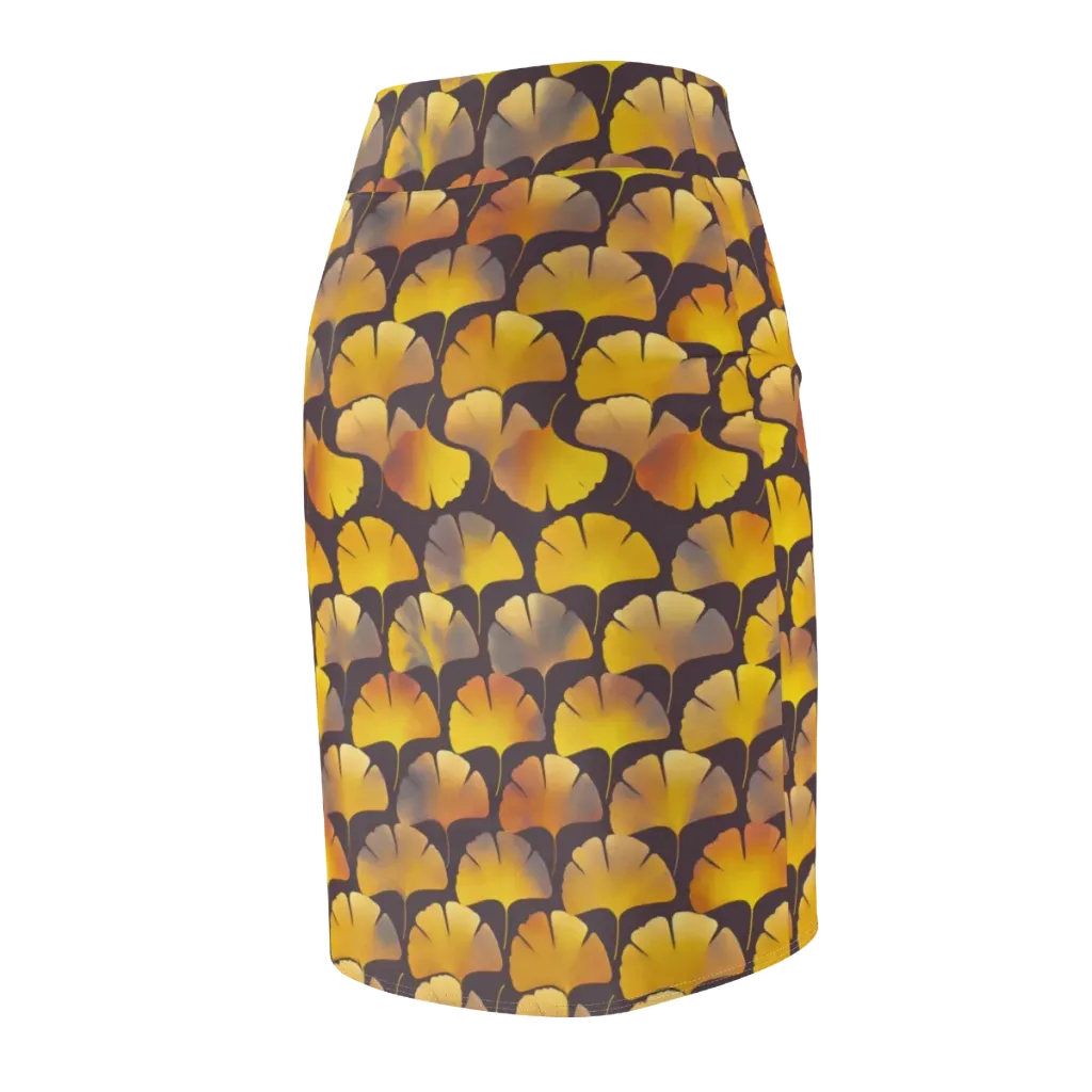 Gilded Ginkgo on Pencil Skirt — Back Side
