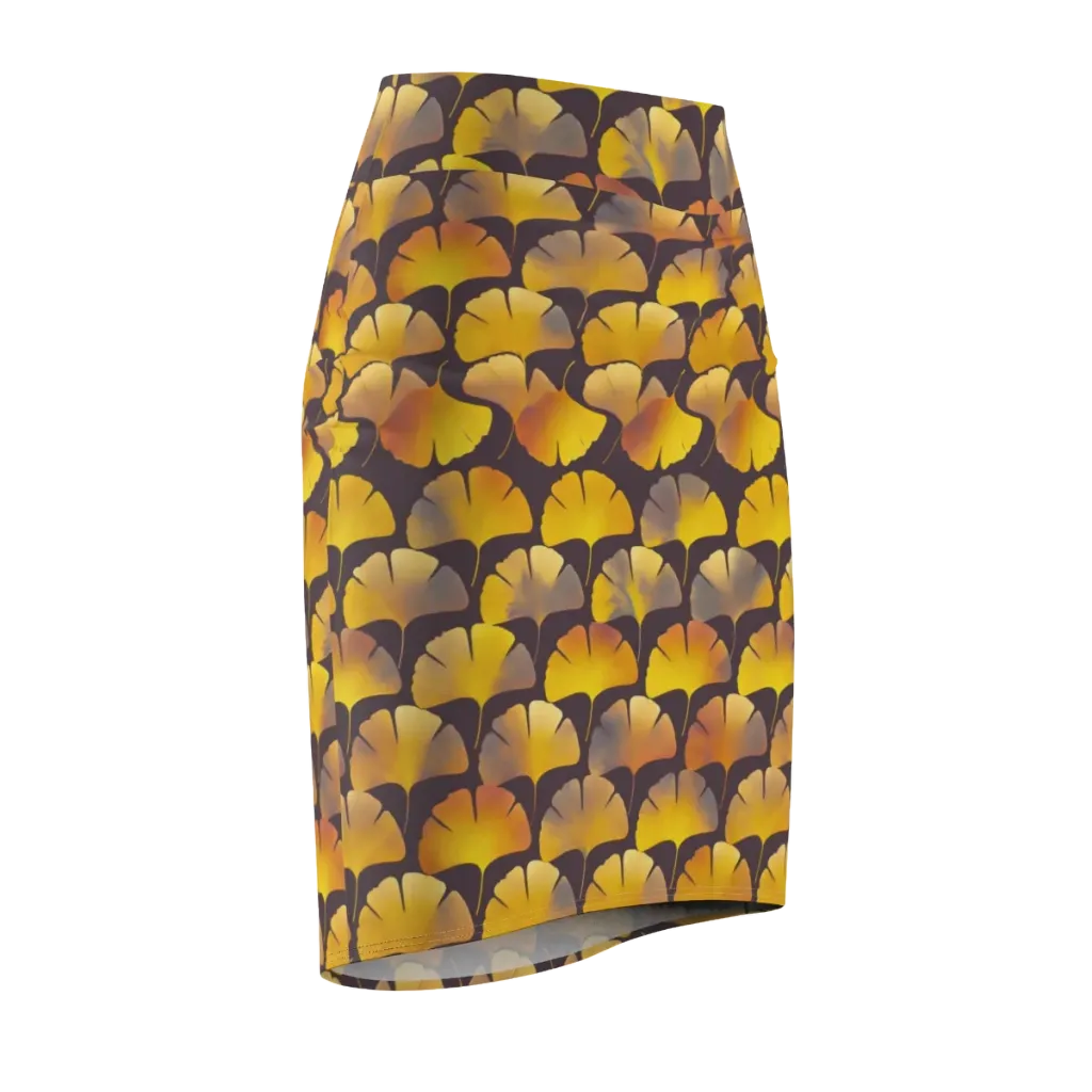 Gilded Ginkgo on Pencil Skirt — Front Side