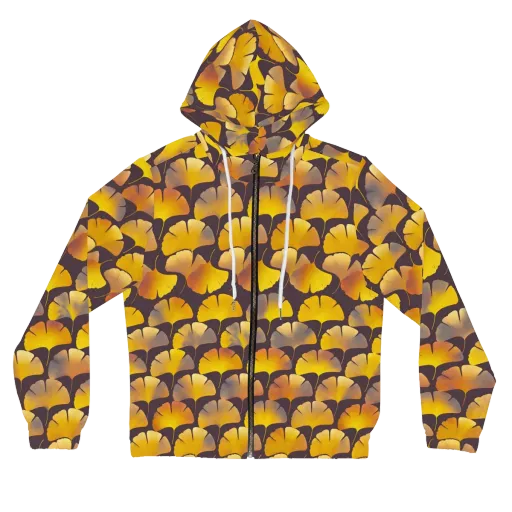 Gilded Ginkgo on a Women's Full-Zip Hoodie