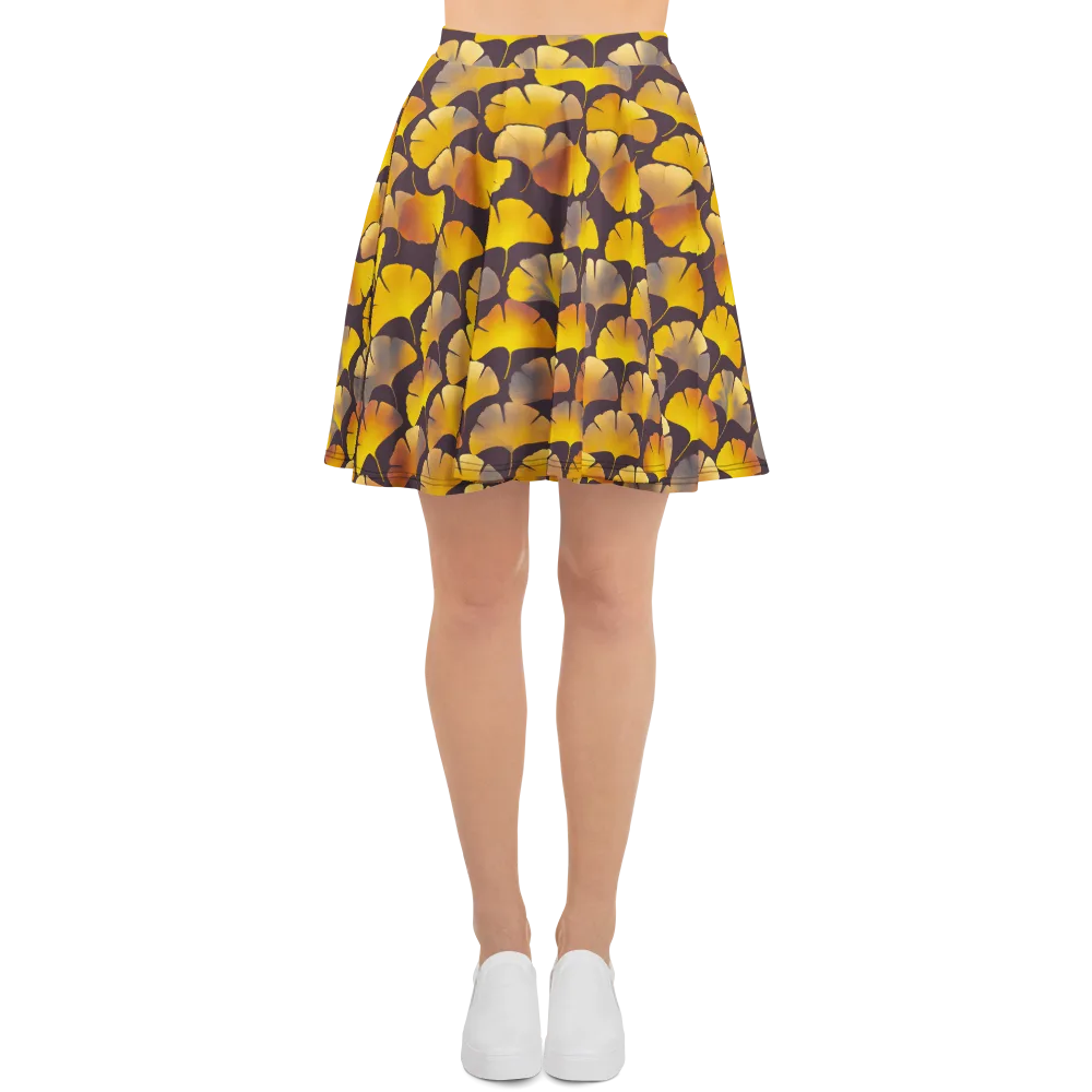 Gilded Ginkgo on Skater Skirt — Front
