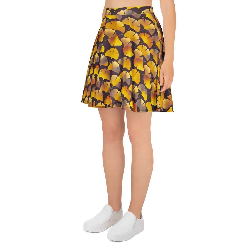 Gilded Ginkgo on Skater Skirt — Left
