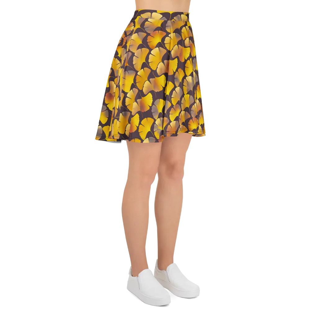 Gilded Ginkgo on Skater Skirt — Right