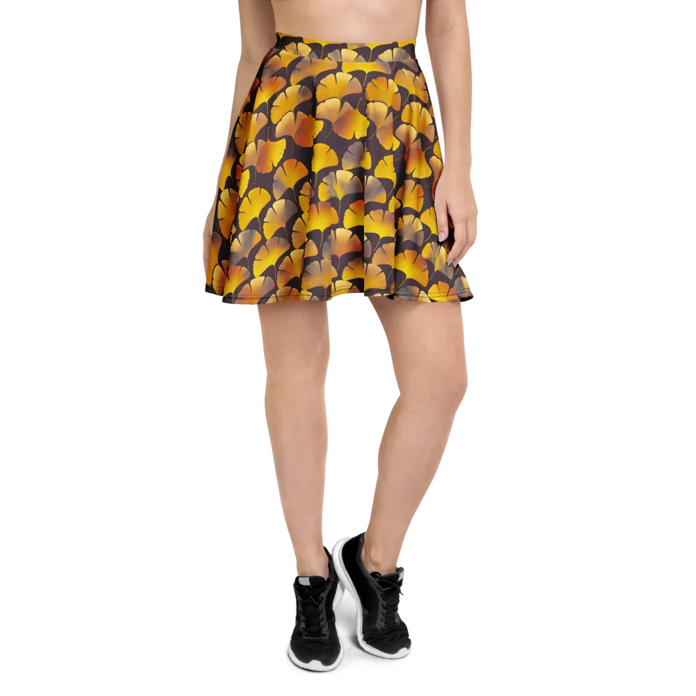 Gilded Ginkgo on Skater Skirt — Front