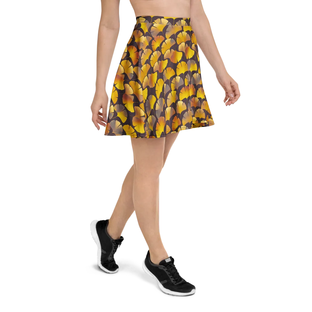 Gilded Ginkgo on Skater Skirt — Right