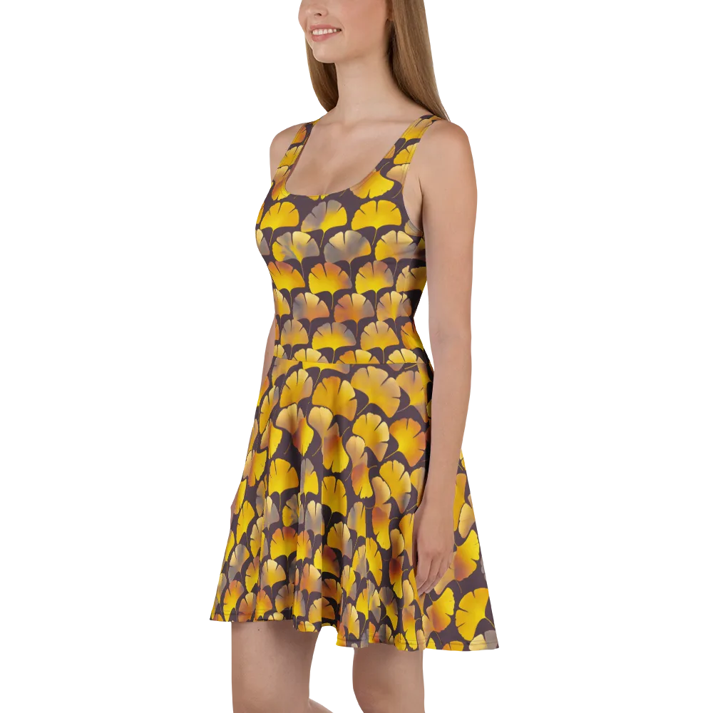 Gilded Ginkgo on Skater Dress — Left