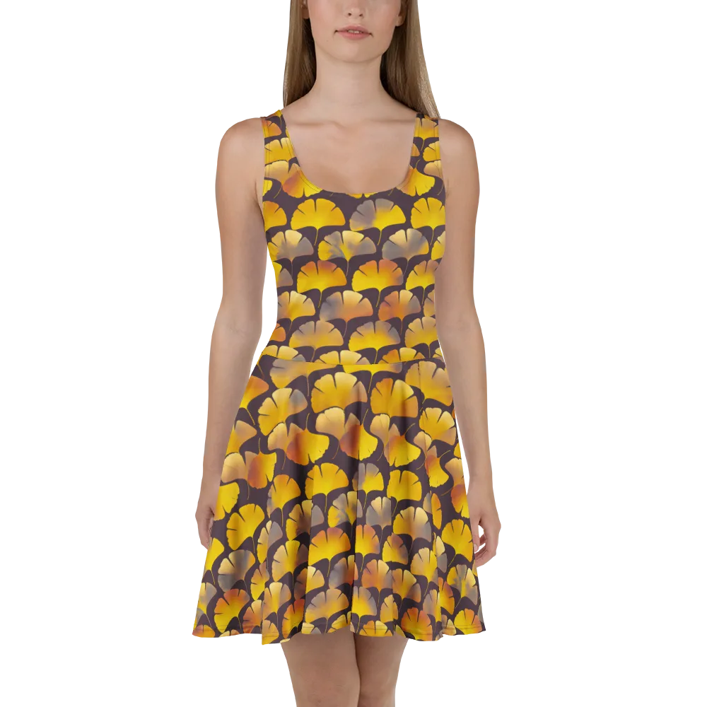 Gilded Ginkgo on Skater Dress — Front