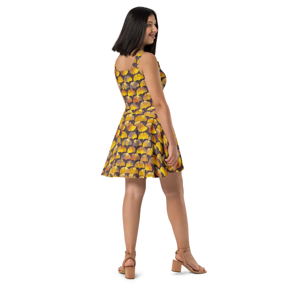 Gilded Ginkgo on Skater Dress — Right