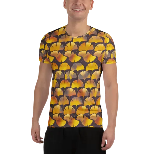 Gilded Ginkgo on a Men's Athletic T-Shirt