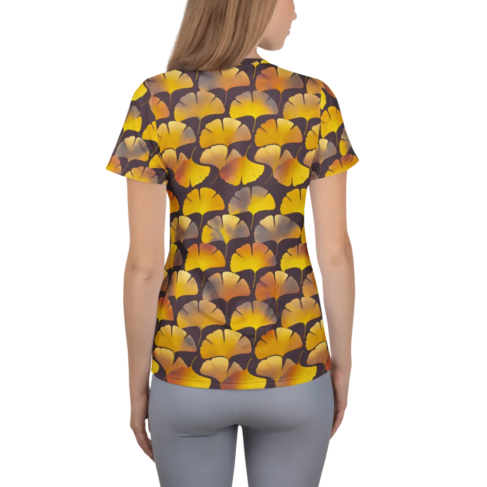 Gilded Ginkgo on Women's Athletic T-Shirt — Back