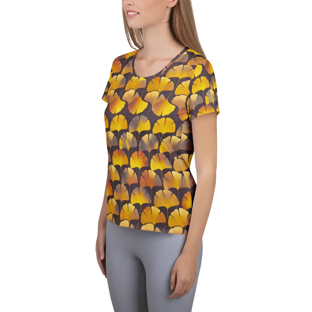 Gilded Ginkgo on Women's Athletic T-Shirt — Left
