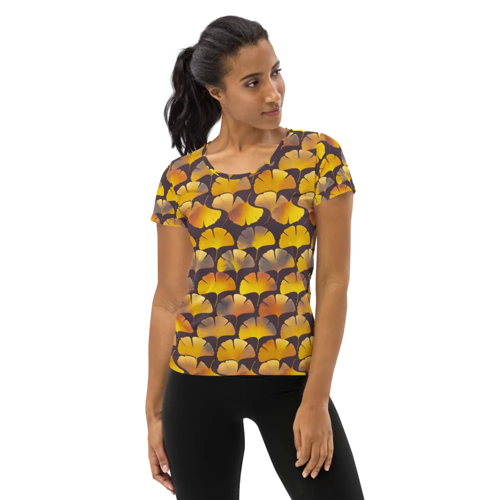 Gilded Ginkgo on Women's Athletic T-Shirt — Front