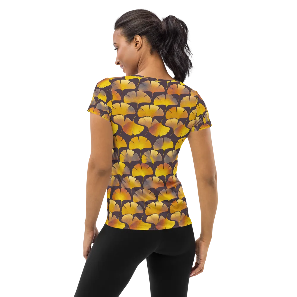 Gilded Ginkgo on Women's Athletic T-Shirt — Back