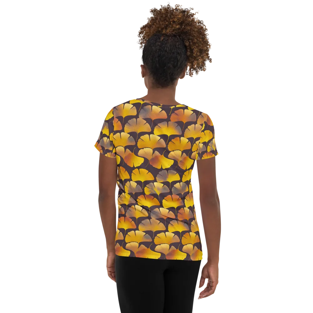 Gilded Ginkgo on Women's Athletic T-Shirt — Back