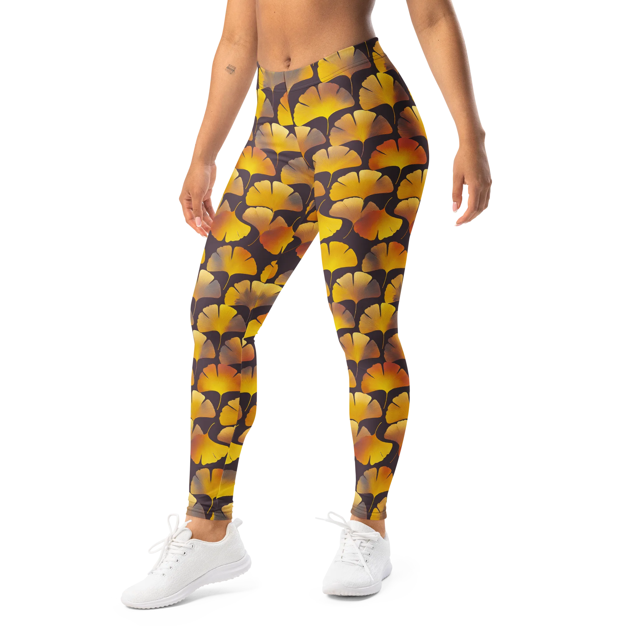 Gilded Ginkgo on Leggings — Left Front