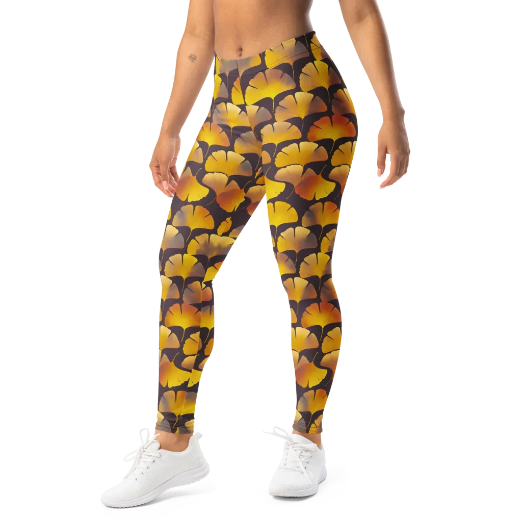 Gilded Ginkgo on Leggings — Left Front