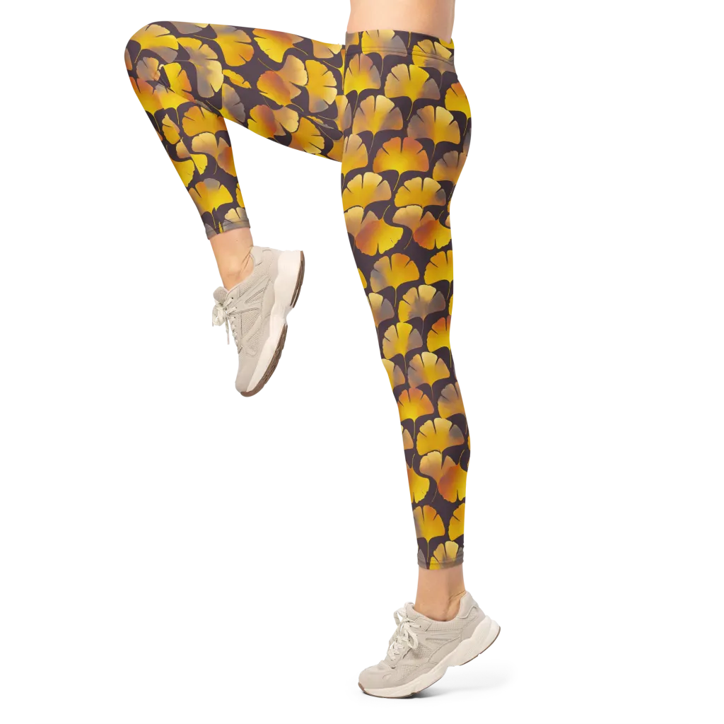 Gilded Ginkgo on Leggings — Left