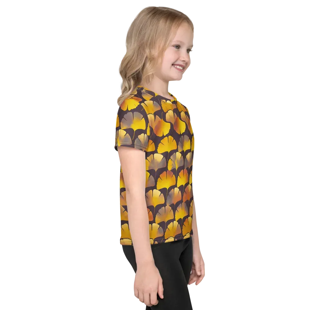 Gilded Ginkgo on Kids Crew Neck T-Shirt — Right