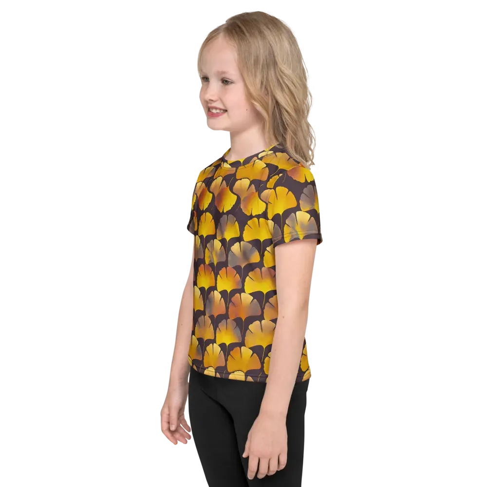 Gilded Ginkgo on Kids Crew Neck T-Shirt — Left