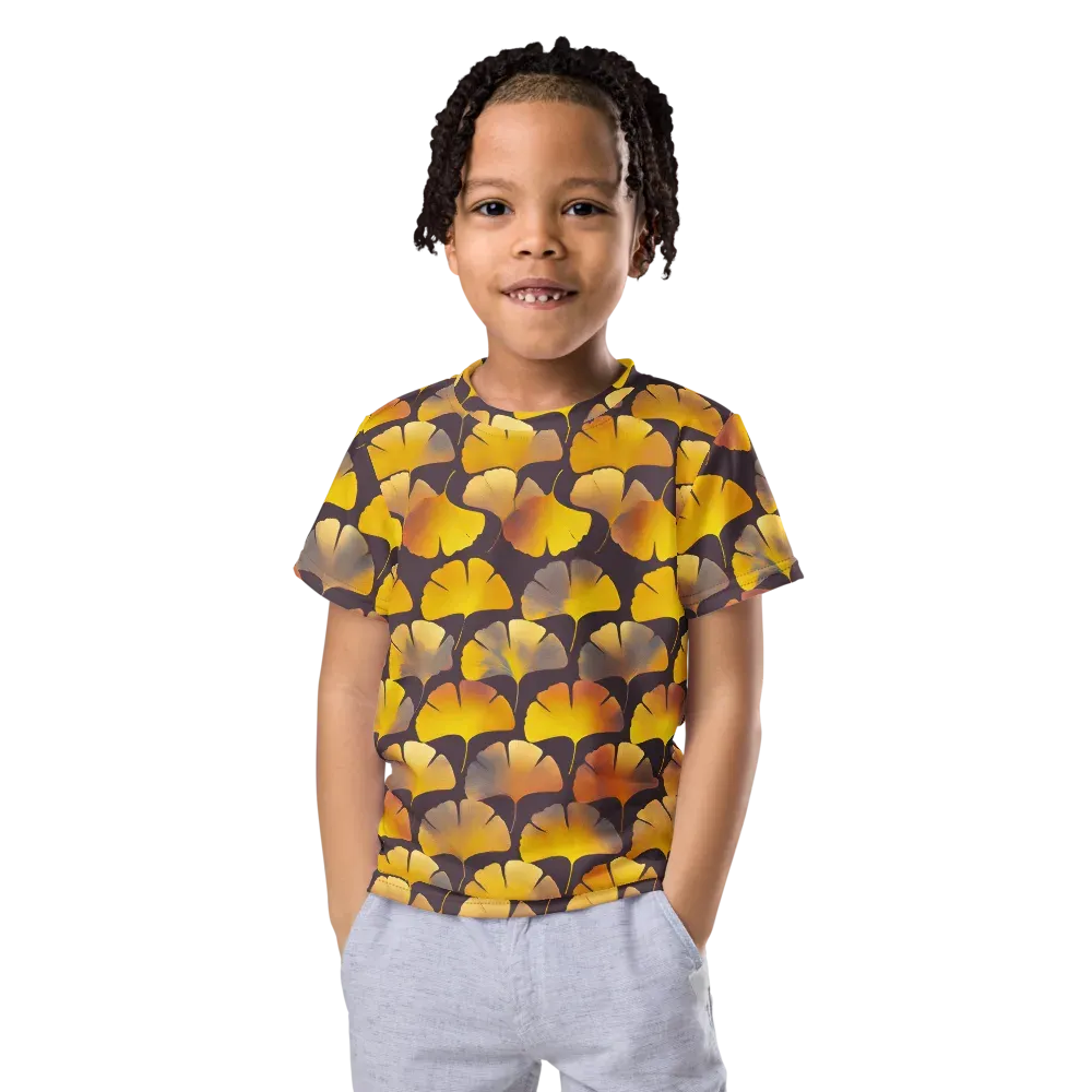 Gilded Ginkgo on Kids Crew Neck T-Shirt — Front