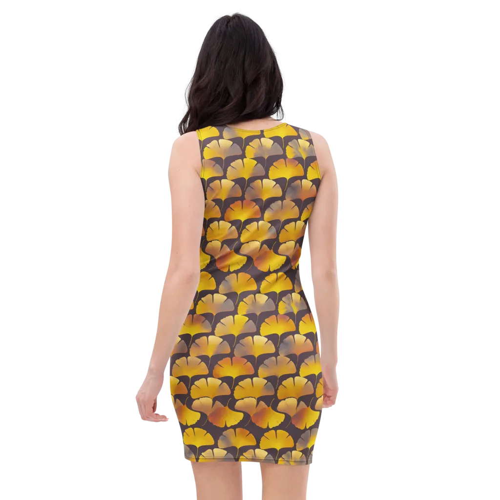 Gilded Ginkgo on Bodycon Dress — Back