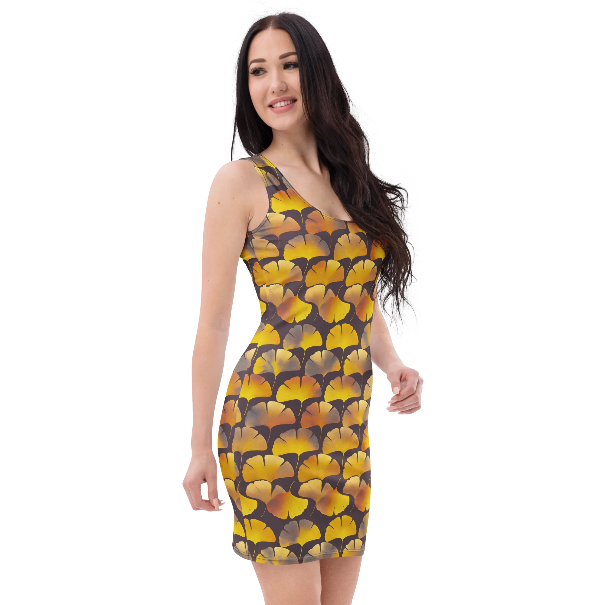 Gilded Ginkgo on Bodycon Dress — Right Front