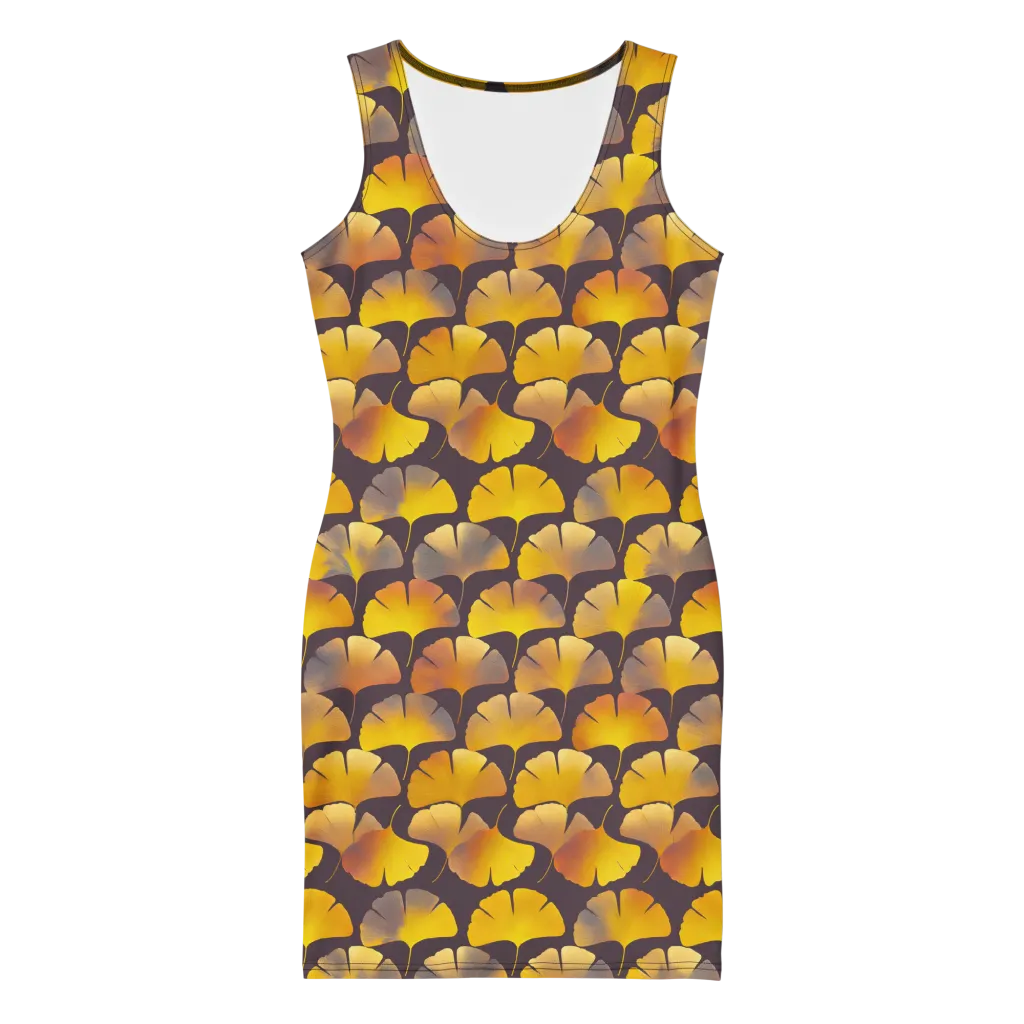 Gilded Ginkgo on Bodycon Dress — Front