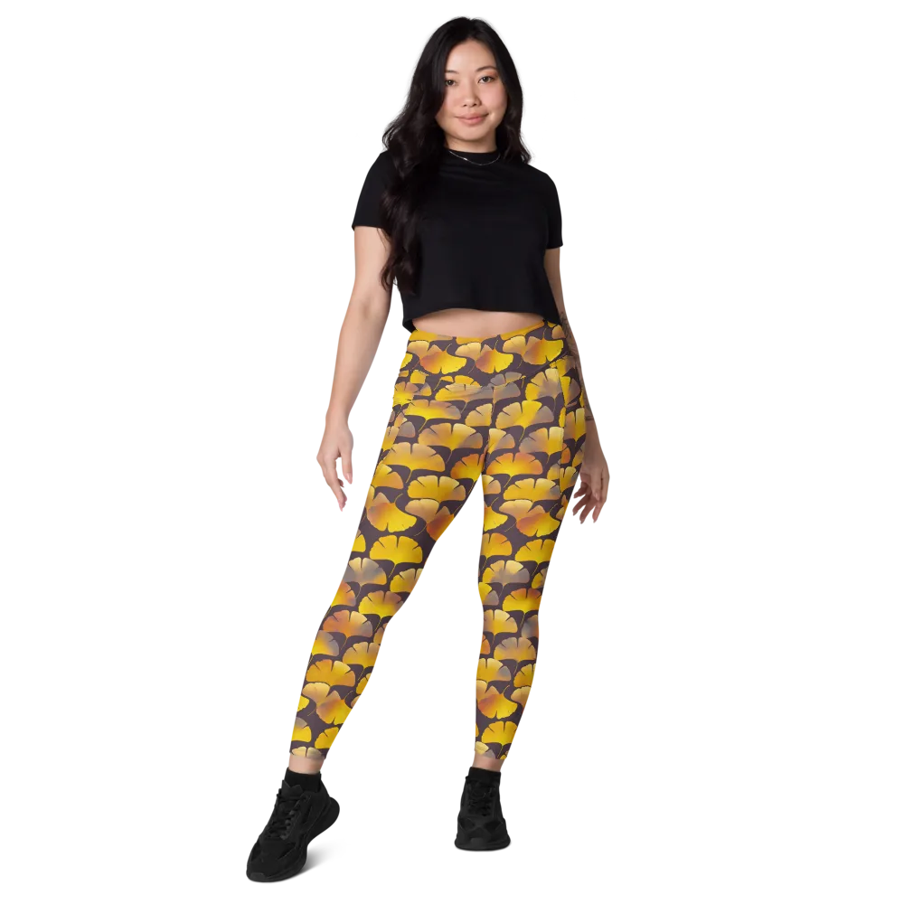Gilded Ginkgo on Leggings with Pockets — Front