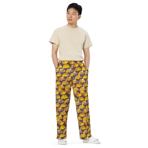 Gilded Ginkgo on a Wide-Leg Pants