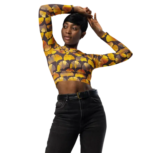 Gilded Ginkgo on a Long Sleeve Crop Top
