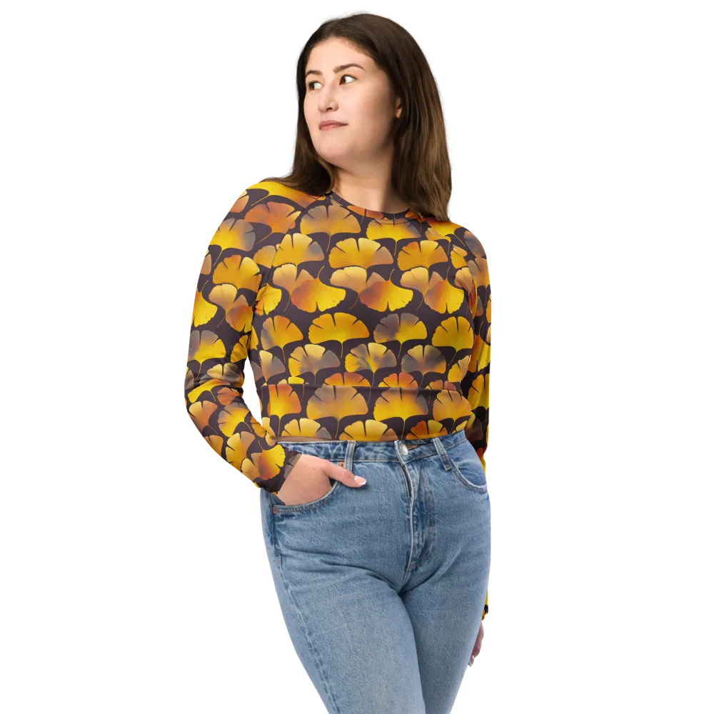 Gilded Ginkgo on Long Sleeve Crop Top — Front