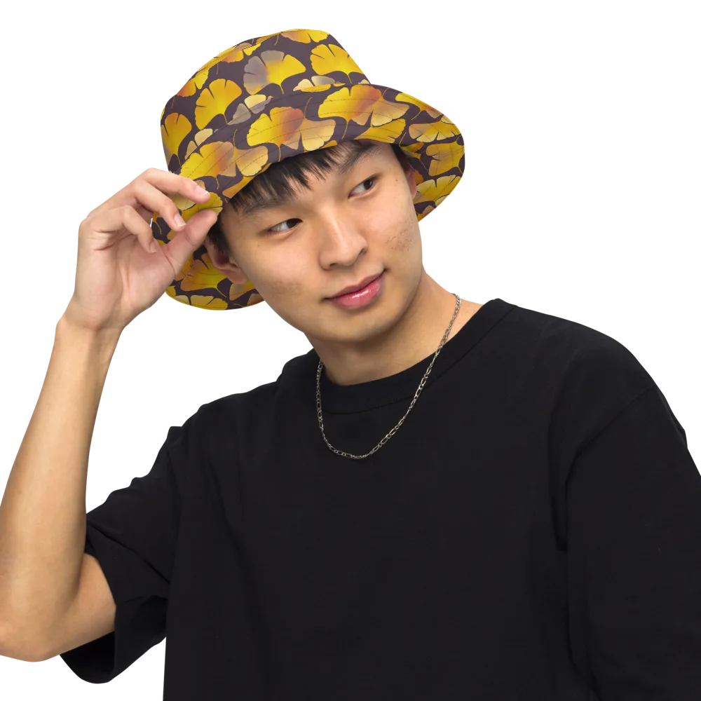 Gilded Ginkgo on Reversible Bucket Hat — Front Inside
