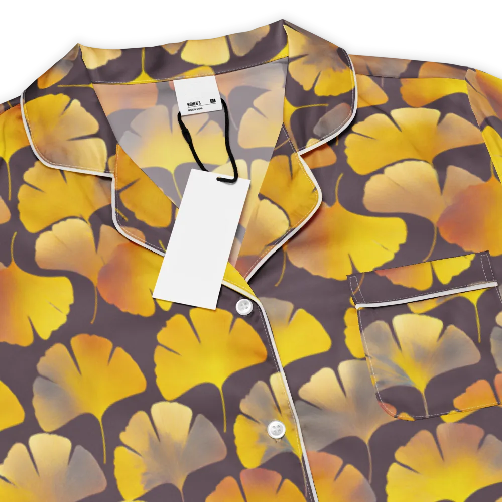 Gilded Ginkgo on Women's Short Sleeve Pajama Top — Product details