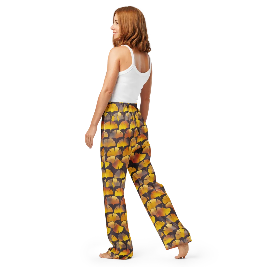 Gilded Ginkgo on Women's Pajama Pants — Back