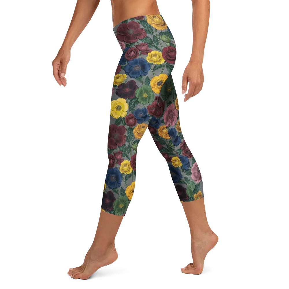 Sable Petals on Capri Leggings — Left