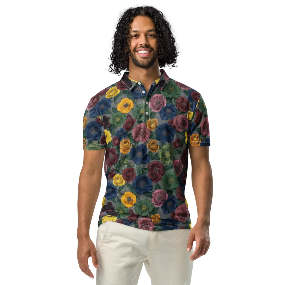 Sable Petals on Men's Slim Fit Polo Shirt — Front