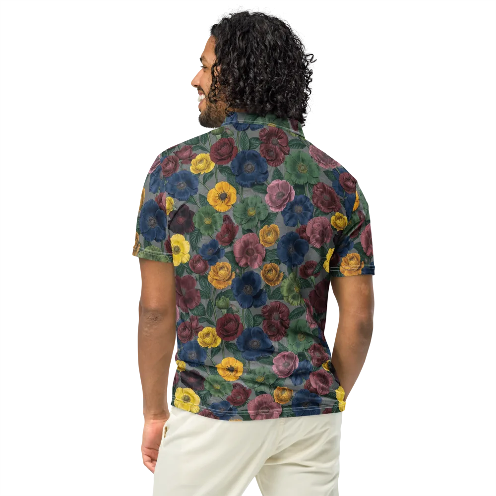 Sable Petals on Men's Slim Fit Polo Shirt — Back